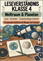 Vorschau - Arbeitsblätter - Leseverständnis Klasse 4 – Weltraum & Planeten 10 Sachtexte mit Übungen und Lösungen - Deckblatt