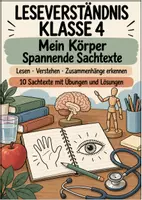 Vorschau - Arbeitsblätter - Leseverständnis Klasse 4 – Mein Körper: 10 Sachtexte mit Übungen und Lösungen - Deckblatt