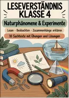 Vorschau - Arbeitsblätter - Leseverständnis Klasse 4 – Naturphänomene & Experimente 10 Sachtexte mit Übungen und Lösungen - Deckblatt