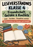 Vorschau - Arbeitsblätter - Leseverständnis Klasse 4 – Freundschaft, Gefühle & Konflikte 10 Geschichten mit Übungen und Lösungen - Deckblatt