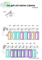 Vorschau - Arbeitsblätter - (A) Ich geh mit meiner Laterne - Singen, Glockenspiel, Blockflöte / Sankt Martin Kinderlieder - Spielend leichter Einstieg für Anfänger / Bunte Noten Rainbow A - Deckblatt
