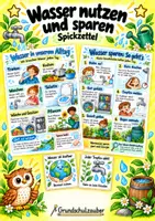 Vorschau - Merkblätter - Wasser nutzen und sparen – Spickzettel – Sachunterricht – Klasse 3–4 - Deckblatt