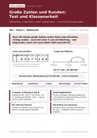 Vorschau - Test - Klassenarbeit Runden und große Zahlen Klasse 5 A/B - Deckblatt