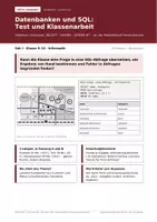 Vorschau - Test - Datenbanken SQL Test und Klassenarbeit Klasse 9/10 A/B - Deckblatt