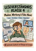 Vorschau - Arbeitsblätter - Leseverständnis Klasse 4 – Medien, Werbung & Fake News: 10 Sachtexte mit Übungen und Lösungen - Seite 1