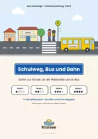 Vorschau - Unterrichtsreihen - Verkehrserziehung: Schulweg, Bus und Bahn Klasse 1-4 | 4-fach differenziert | 28 Arbeitsblätter, Abschlusstest, Schulweg-Plan & Bus-Ausweis | Grundschule, Förderschule, Inklusion - Deckblatt