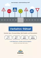 Vorschau - Unterrichtsreihen - Verkehrserziehung: Verkehrs-Rätsel & Verkehrs-Führerschein Klasse 1-4 | 4-fach differenziert | 28 Rätselseiten & Abschlusstest: Suchsel, Fehlerbild, Quiz, Kreuzworträtsel | Grundschule, Förderschule, Inklusion - Deckblatt