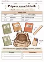 Aperçu - Feuilles d'exercices - Préparer le matériel utile fiche méthode 6e - Page de couverture