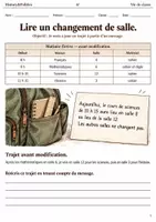 Aperçu - Feuilles d'exercices - Lire un changement de salle fiche méthode 6e - Page de couverture