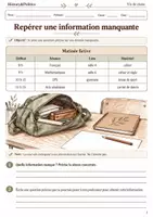 Aperçu - Feuilles d'exercices - Repérer une information manquante fiche 6e - Page de couverture
