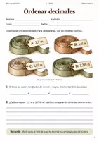 Vista previa - Hojas de trabajo - Ordenar decimales ficha de Matemáticas 1.º ESO - Portada