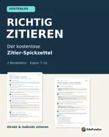 Vorschau - Merkblätter - Richtig zitieren | Kostenloses Merkblatt Klasse 7–10 | Direkte & indirekte Zitate - Deckblatt