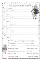 Vorschau - Arbeitsblätter - Dates - Ordinal numbers - Years - Months - Days - Seasons - Seite 1