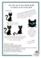 Vorschau - Mal- und Bastelvorlagen - Schwarze Katzen Bastelvorlage Halloween - Seite 1