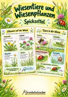 Vorschau - Merkblätter - Wiesentiere und Wiesenpflanzen Spickzettel - Sachunterricht Klasse 3–4 - Deckblatt