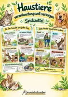 Vorschau - Merkblätter - Haustiere verantwortungsvoll versorgen Spickzettel - Sachunterricht Klasse 3–4 - Deckblatt