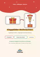 Vorschau - Arbeitsblätter - Klappbilder Weihnachten | 12 Faltbilder mit Überraschung, 3-fach differenziert: fertig, selbst erfinden, eigenes Bild | Ausmalen & Falten ohne Schere | Feinmotorik, Förderschule, Autismus & Grundschule - Deckblatt
