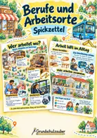 Vorschau - Merkblätter - Berufe und Arbeitsorte Spickzettel - Sachunterricht Klasse 3–4 - Deckblatt