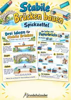 Vorschau - Merkblätter - Stabile Brücken bauen Spickzettel - Sachunterricht Klasse 3–4 - Deckblatt