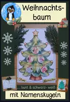 Vorschau - Arbeitsblätter - Weihnachtsbaum mit Namen basteln – Namenskugeln in bunt & schwarz-weiß | Weihnachten Grundschule #schaurigsparen - Deckblatt