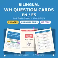 Wh Questions Write Bilingual WH Question Cards EN/ES | Who What Where When Why - material ...