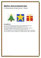 Vorschau - Arbeitsblätter - Mathe-Adventskalender Klasse 1 – 24 Rätsel mit Lösungswort - Deckblatt