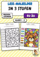 Vorschau - Unterrichtsreihen - Lese-Malbilder Wörter mit eu und äu – 3 Stufen differenziert | Lesen, Ergänzen, Silben | 12 Malbilder mit Lösungen - Seite 1