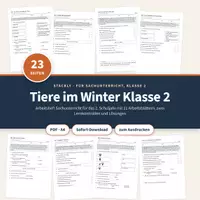 Vorschau - Arbeitsblätter - Tiere im Winter Klasse 2 – Winterschlaf, Winterruhe, Winterstarre, Tierspuren - Deckblatt