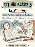 Vorschau - Arbeitsblätter - Fit für Klasse 5 – Lesetraining: 10 Texte mit Übungen und Lösungen für den Übergang - Deckblatt