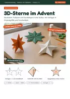 Vorschau - Mal- und Bastelvorlagen - 3D-Sterne basteln im Advent | Kunst und Mathe | Vorlagen in drei Stufen mit Anleitung | Klasse 3–4 - Deckblatt