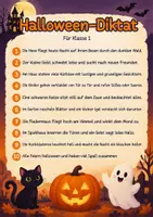 Vorschau - Arbeitsblätter - 10 Texte zum Diktat oder lesen üben, Klasse 1, Thema Halloween, max. 15 Worte pro Satz - Deckblatt