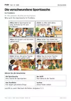 Vorschau - Stundenentwürfe - DaZ A1: Die verschwundene Sporttasche – Comic, Aufgaben und Lösungen - Seite 1