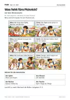 Vorschau - Stundenentwürfe - DaZ A1: Was fehlt fürs Picknick? – Comic, Aufgaben und Lösungen - Seite 1