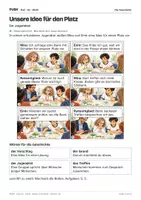 Vorschau - Stundenentwürfe - DaZ A2: Unsere Idee für den Platz – Comic, Aufgaben und Lösungen - Seite 1