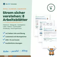 Vorschau - Arbeitsblätter - Elektrizitätslehre (G-Kurs): 8 Arbeitsblätter zu Gefahren, Netzgerät, Stromkreis, Reihen- und Parallelschaltung – Klasse 8/9 - Deckblatt