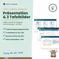 Vorschau - Präsentationen/Tafelbilder - Elektrizitätslehre (G-Kurs): Präsentation zu Sicherheit, Netzgerät, Reihen- und Parallelschaltung mit 3 Tafelbildern - Deckblatt