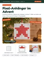 Vorschau - Mal- und Bastelvorlagen - Pixel-Anhänger basteln im Advent | Kunst und Informatik | Vorlagen mit Anleitung | Klasse 3–4 | kostenlos - Deckblatt