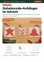 Vorschau - Arbeitsblätter - Geheimcode-Anhänger basteln im Advent | Kunst, Informatik und Mathe | Vorlagen in drei Stufen mit Anleitung | Klasse 3–4 - Deckblatt
