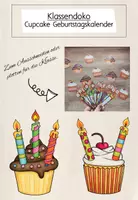 Vorschau - Mal- und Bastelvorlagen - Geburtstagskalender Klasse | Cupcake-Kalender Grundschule - Deckblatt