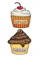 Vorschau - Mal- und Bastelvorlagen - Geburtstagskalender Klasse | Cupcake-Kalender Grundschule - Seite 1