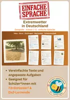 Vorschau - Unterrichtsreihen - Extremwetter in Deutschland: Hitze, Dürre, Starkregen, Unwetterwarnung, Schwammstadt – Arbeitsheft in einfacher Sprache | Förderschule, Inklusion & DaZ | Klasse 7–9 - Deckblatt