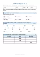 Vorschau - Arbeitsblätter - Mathematikprobe Klasse 4 Übungsprobe zu Rechenstrategien, Geldbeträgen, Einmaleins und Sachaufgaben mit Skizze, mit Lösungen Klasse 4 - Seite 1