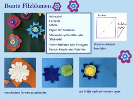 Vorschau - Mal- und Bastelvorlagen - Filzblumen - eigene Formen entwerfen, einfache Näharbeit - Deckblatt