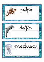 Vista previa - Tarjetas / Manipulativos - Lecto-escritura minúscula ligada (océano) - página 1