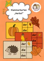 Vorschau - Bildkarten - Herbst Klammerkarten, Herbst 1.Klasse, Deutsch Herbst, Artikel Herbst, der die das Herbst - Deckblatt