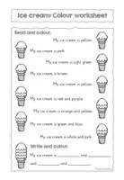 Vorschau - Arbeitsblätter - Colour ice cream writing worksheet - Seite 1
