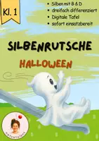 Vorschau - Fördermaterial/Inklusion - Silbenrutsche I Erstes Lesen von Silben I Silbenfahrt I dreifach differenziert I Halloween - Deckblatt