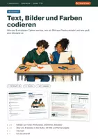 Vorschau - Arbeitsblätter - Spickzettel Text, Bilder und Farben codieren | Faltblatt mit Übungen in drei Stufen und Lösungen | Informatik Klasse 7–10 - Deckblatt