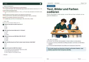 Vorschau - Arbeitsblätter - Spickzettel Text, Bilder und Farben codieren | Faltblatt mit Übungen in drei Stufen und Lösungen | Informatik Klasse 7–10 - Seite 1