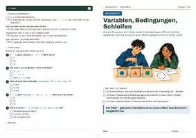 Vorschau - Arbeitsblätter - Spickzettel Variablen, Bedingungen, Schleifen | Faltblatt mit Übungen in drei Stufen und Lösungen | Informatik Klasse 7–10 - Seite 1